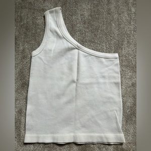 Suzette Collection White One Shoulder Tank Top